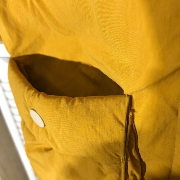Zara Puffer Jacket Mustard Yellow Faux Fur Hood Size 4/5 - Picture 7 of 9